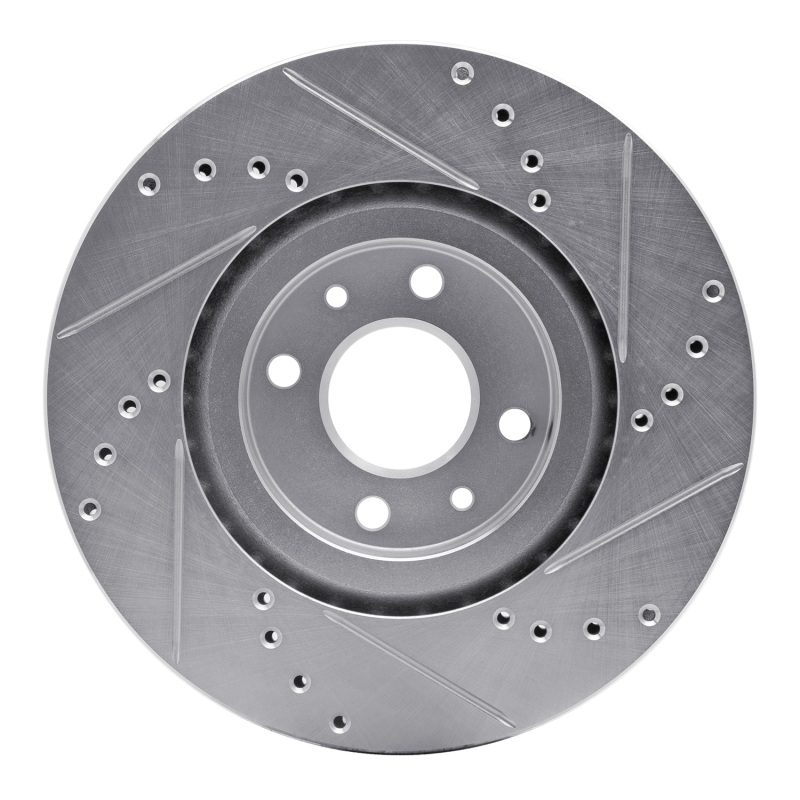 Fiat 500 Brake Rotor (1) - Front Left - R1 Concepts - Drilled & Slotted - Silver - `12-`19